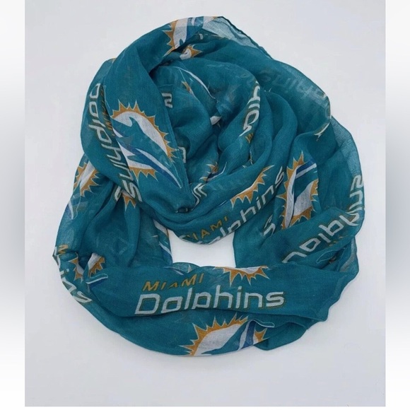 NFL Miami Dolphins Women's infinity Scarf lightweight football Dolphin Fan gear - Picture 2 of 3
